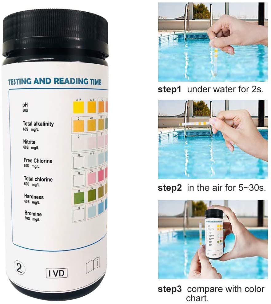 Toulifly 7 in 1 Pool Hot Tub Spa Test Strips,Water Test Strips,Dip Test