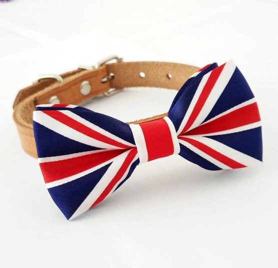 BIPY 2PCS Small Dogs Collar Bow Ties Puppies Cats Collar Charms Adjustable Accessories Slides Attachment Bowties Union Flag Jack Patriotic for Costume Birthday Festival - Image 2
