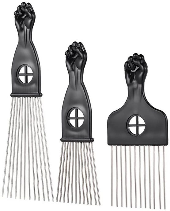 3Pcs Afro Combs, Professional Metal African American Hair Comb for Hairdressing Styling Tool - Image 2