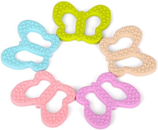PREMYO Teething Toy for Baby Teether Silicone - Soothes Sore Gum Pain - Easy to Grab BPA Free Butterfly Purple - Image 3