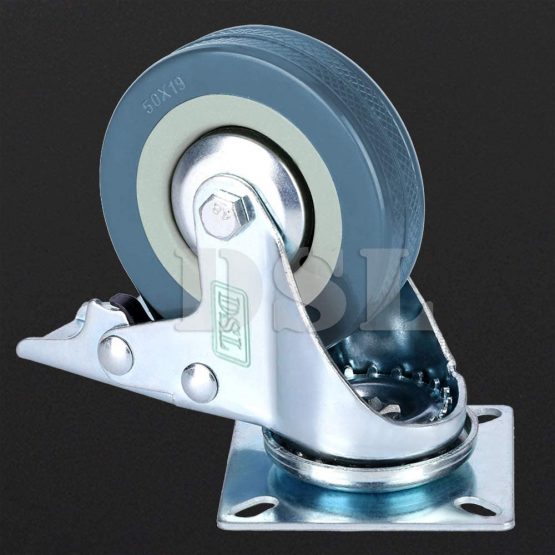 4 x Heavy Duty Braked 50mm Rubber Swivel Castor Wheel Trolley 200KG + Free Fitting - Image 3