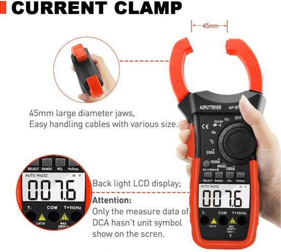 Digital Clamp Meter Bluetooth Multimeter AP-570C-APP 4000 Counts Auto Range AC / DC Voltage Current Resistance Capacitance Frequency Testing LCD Backlight - Image 4