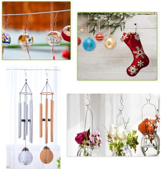 Swivel Hook Clips,10 Pieces Stainless Steel S Hooks for Hanging Wind Chimes or Wind Spinner Outdoor Hanging Baskets Flower Plants Birdcage Windsock Flag Party Ornaments Garden Accessories Black - Image 3