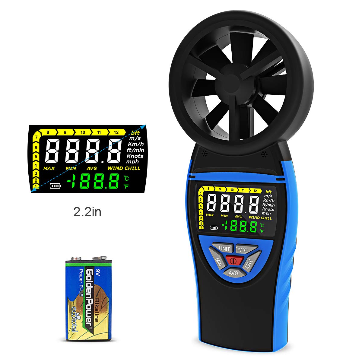 Digital Anemometer Handheld Color Screen Wind Speed Meter,AP-8805 Wind ...