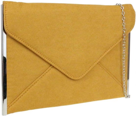 Girly HandBags Elegant Faux Suede Clutch Bag Envelope Plain Design Sides Frame Wedding Prom - Image 2