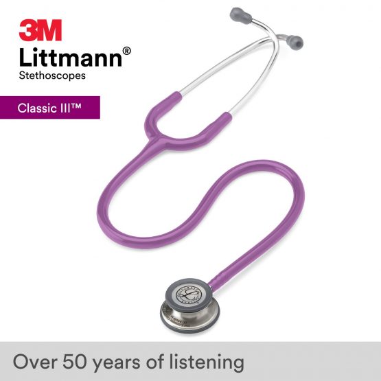 3M Littmann Classic III Monitoring Stethoscope, Lavender Tube, 27, inch, 5832 - Image 2