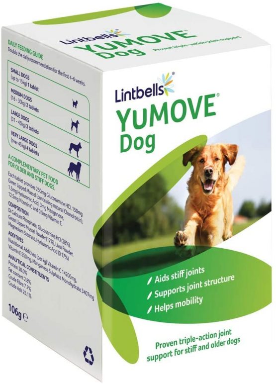 Lintbells | YuMOVE Adult Dog | Hip and Joint Supplement for Stiff Adult Dogs, with Glucosamine, Chondroitin, Green Lipped Mussel | Aged 6 to 8 | 120 Tablets