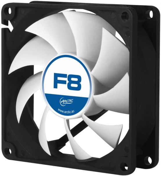 ARCTIC F8 - 80 mm Standard Case Fan, quite motor, Computer, Push- or Pull Configuration, Fan Speed: 2000 RPM - Black, White