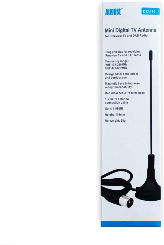 Portable Freeview HD TV Aerial - August DTA180 - Powerful Mini Antenna with Magnetic Base for Kitchen / Truck / Bedroom Portable Television - Image 4