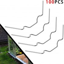 Ulikey 100 Pcs Greenhouse glass clip, Greenhouse Glass Pane Fixing Clips, Rustproof Stainless Steel Greenhouse Fixture, Super Thick(1.5mm) (Silver)