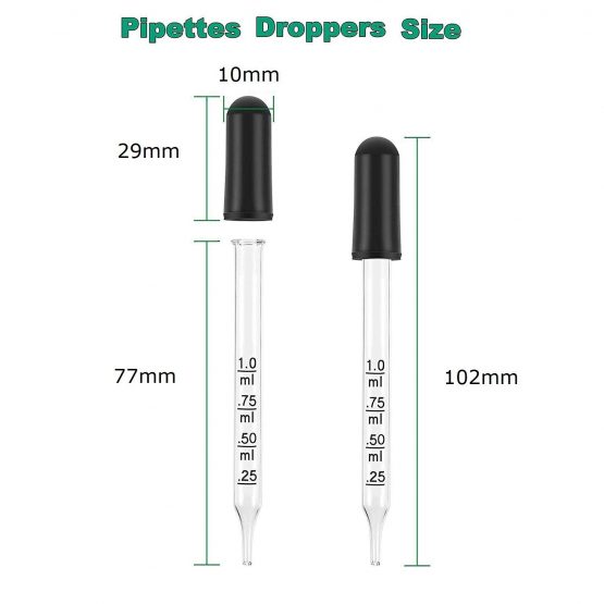 Hyber&Cara Glass Pipette Dropper 1ml Graduated for Liquid Medicine Essential Oil Laboratory, 20 Pack - Image 2