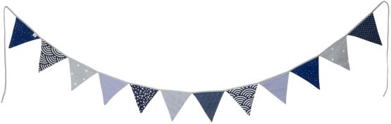 PREMYO Fabric Bunting Flags - Baby Shower Decorations Boys Nursery - Colourful Double Sided Banner Blue Grey - Image 2