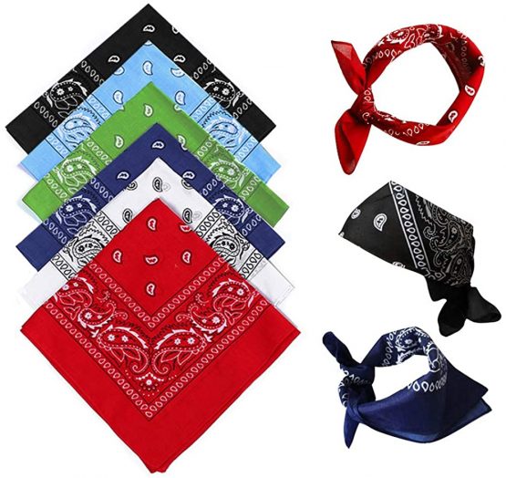 Bandanas for Men Women 6 Pack, Cotton Paisley Headbands Scarf Cowboy Bandana, Square Bandanas ideal for Hip-Hop Cycling - also as Handkerchief/Neckerchief