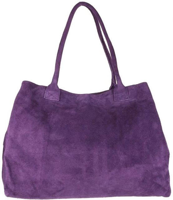 Girly Handbags Genuine Italian Suede Leather Expandable Shoulder Bag