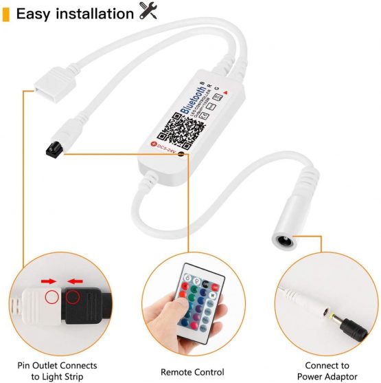 Bluetooth LED Strip 5M Waterproof LED Strips Lights Music Sync Color Changing RGB 12V 5050 Cuttable Sticky LED Lights with Remote&App Control Lights for Bedroom Outdoor Party TV Kitchen - Image 4