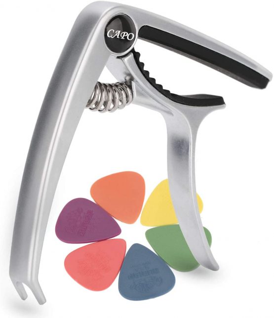 Guitar Capo for Ukulele Capo Electric Acoustic & Electric Guitars With Quick Release And Peg Puller, Guitar Acoustic Capo Silver