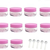 TRIXES 10 x 10ml Travel Pots with 5 Travel Spoons for Cosmetics Cream Makeup Balm Glitter