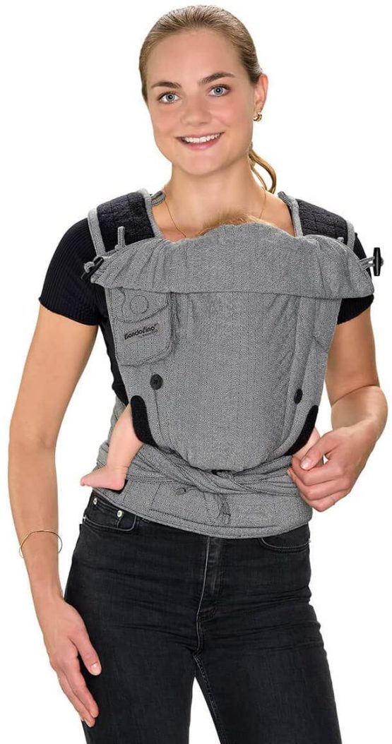 Hoppediz Bondolino Comfort Carrier for Babies Incl. Instruction, London Black-White - Image 3