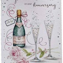 Anniversary Card - Daughter & Son-In-Law - Champagne Box - Embossed Finish (6805)