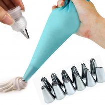 Cake Decorating Equipment 14 Pieces Icing Decoration Kit Piping Nozzle + Silicone Pastry Bags Tool Piping Cream Stainless Steel Nozzles Decorator Pastry Cream Making Set for Dessert Cupcakes Koksi