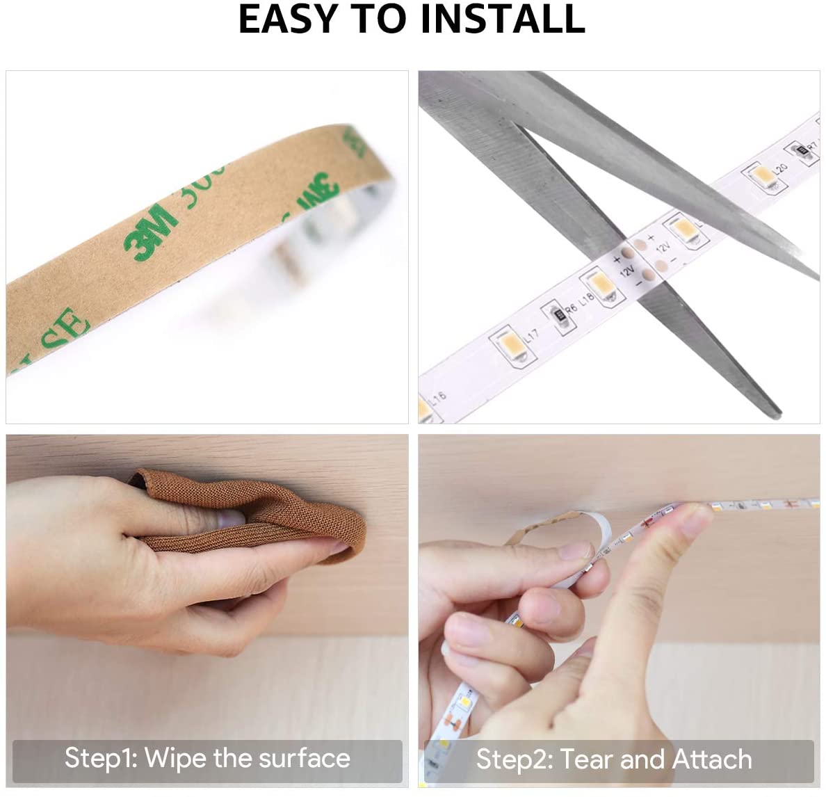 Lepro Warm White LED Strip Light 5M 300 LEDs, 1650lm Dimmable LED Tape Lights - Image 4