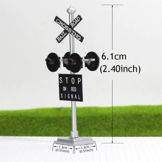 Evemodel JTD876RP 1 set HO Scale Railroad Train/Track Crossing Sign 4 heads LED made + Circuit board flasher-Flashing Red Train Signal Lights Decoration and Party - Image 3