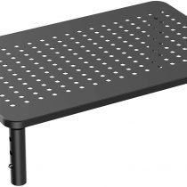 HUANUO Monitor Stand Riser - 3 Height Adjustable Monitor Stand Ergonomic Metal Monitor Riser Stand with Mesh Platform for Laptop, Computer, PC, Printer up to 20KG