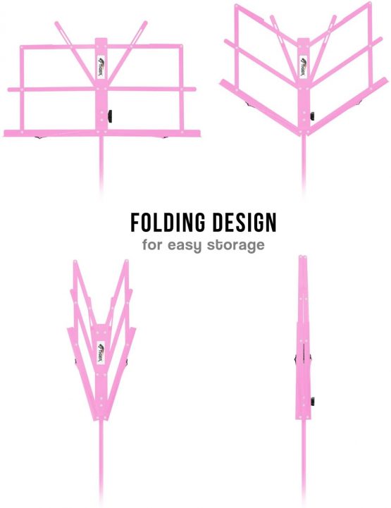 TIGER MUS49-PK | Portable Folding Music Stand | Pink - Image 2