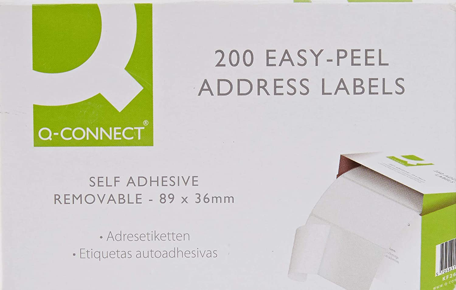 Q-Connect Address Label Roll Repositionable Self Adhesive 89 mm x 36 mm White , KF26092, 200 Count ( Pack of 1) - Image 2