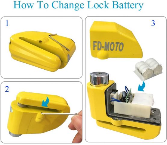 FD-MOTO 110dB Alarm Disc Brake Lock Black + Free Carry Pouch and 1.5M Reminder Cable Anti-Theft Motorcycle Motorbike Security Lock - Image 3