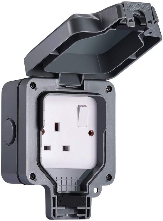 Veryredtek Weatherproof Socket, Single Outdoor Socket 13A 1gang IP66
