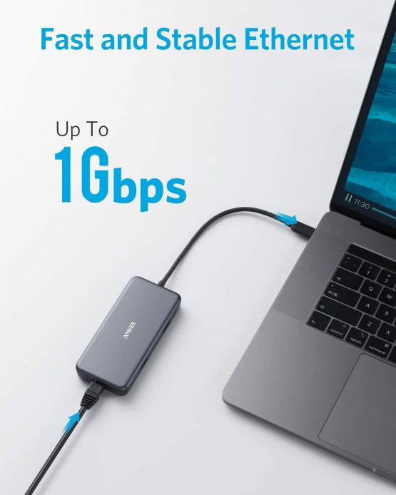 Anker USB C Hub, PowerExpand+ 7-in-1 USB C Adapter, with 4K HDMI, 60W Power Delivery, 1Gbps Ethernet, 2 USB 3.0 Ports and SD/microSD Card Readers, for MacBook Pro 2019/2018/2017/2016, Chromebook, XPS - Image 3