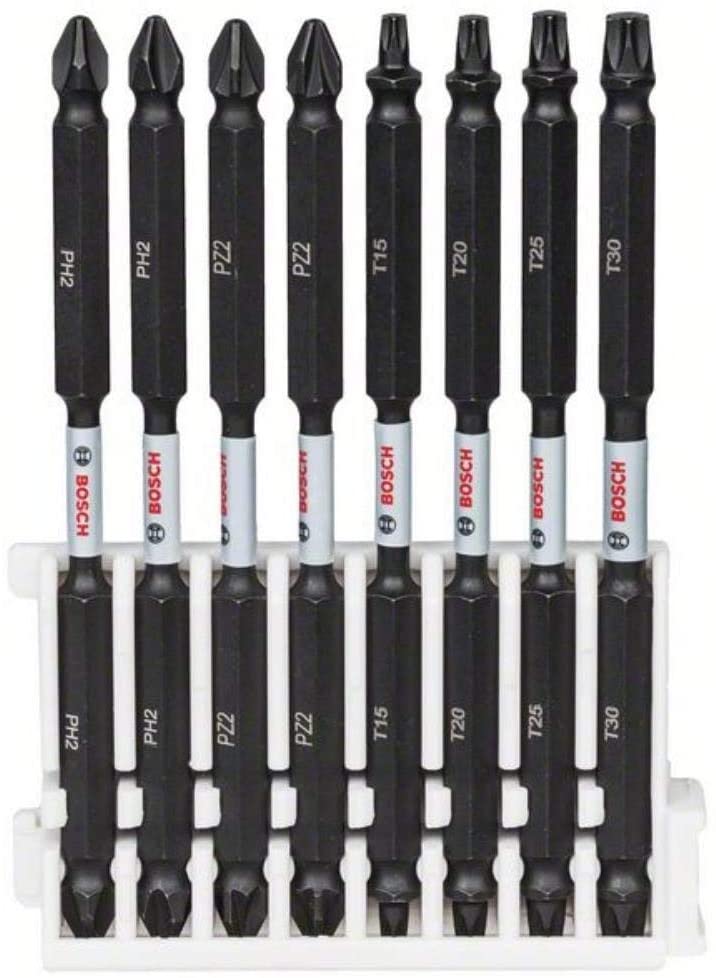 Bosch Accessories 8pcs. Double Screwdriver Bit Set (Impact Control, T/PZ/PH Bits, Length 110mm, Pick and Click, Accessory Impact Drill)