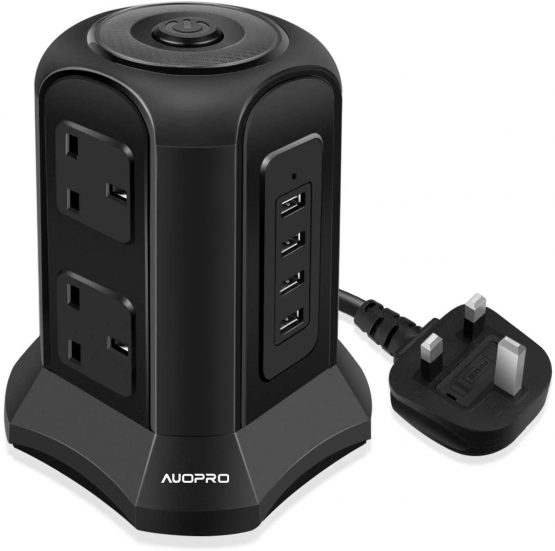 AUOPRO Surge Protector Extension Lead with USB Slots, Vertical Tower