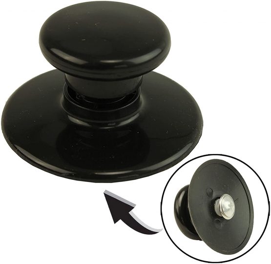 SPARES2GO Universal Glass Lid Knob & Safety Skirt for 1.5L 3L 3.5L 5.5L 5L 6.5L Round & Oval Rice/Slow Cookers (Black)