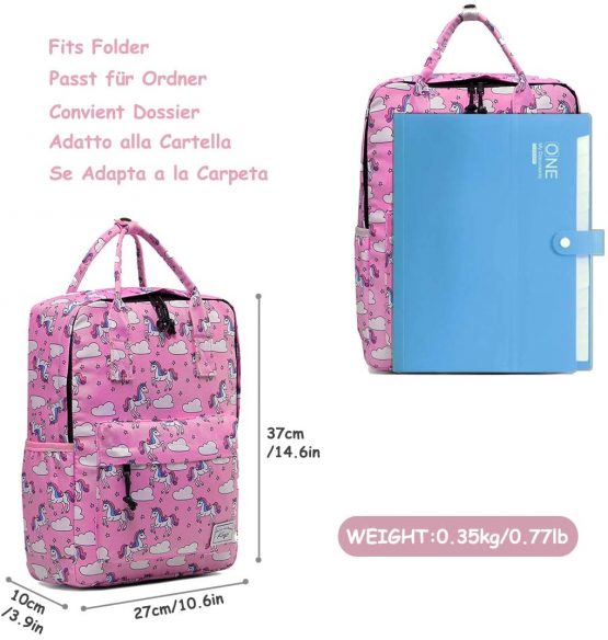 Children Backpack for Girls, Kasgo Cute Primary Schoolbag Book Bag School Backpack Toddler Rucksack for Kindergarten Preschool Girls Lightweight Daypack with Chest Strap in Unicorn - Image 3