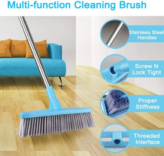 Floor Scrub Brush with Adjustable Long Handle - 51 inches, Stiff Bristles, Indoor Outdoor Broom for Cleaning Bathroom, Kitchen, Patio, Tile, Wall, Grout, Wood Floor, Carpet - Image 4