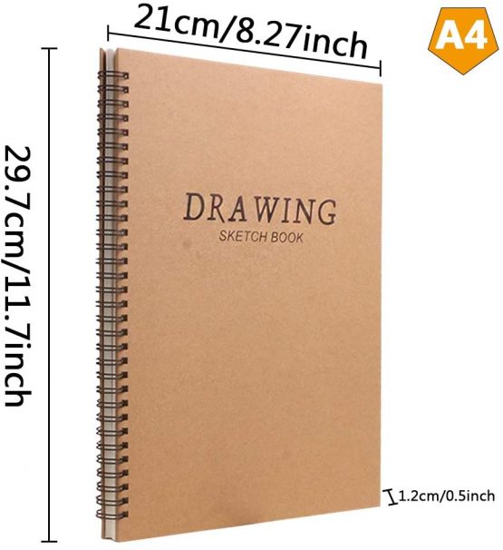 2 Pack A4 Sketchbook Spiral Bound Sketch Pad, White Drawing Artist Paper 160gsm Cartridge Paper - Drawing Pads 60 Page/ 30 Sheets - Image 3