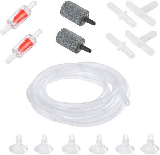 13 Feet Airline Tubing Standard Aquarium Air Pump Accessories Set for Fish Tank, 2 Air Stones, 2 Check Valves, 6 Suction Cups and 4 Connectors (Accessories)