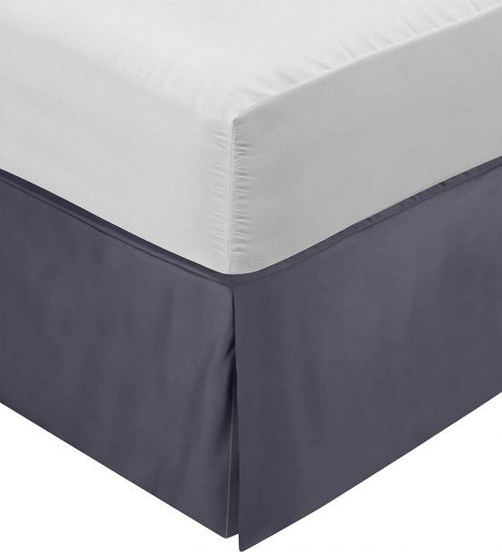 Utopia Bedding Base Valance Sheet - Soft Brushed Microfibre - Pleated - Fits Under the Mattress & Down to the Floor - Bed Skirt (Double, Grey)