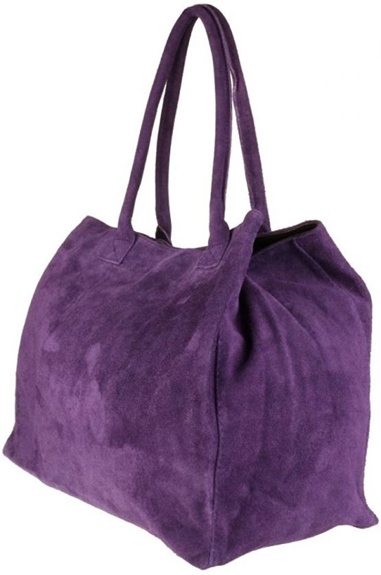 Girly Handbags Genuine Italian Suede Leather Expandable Shoulder Bag - Image 2