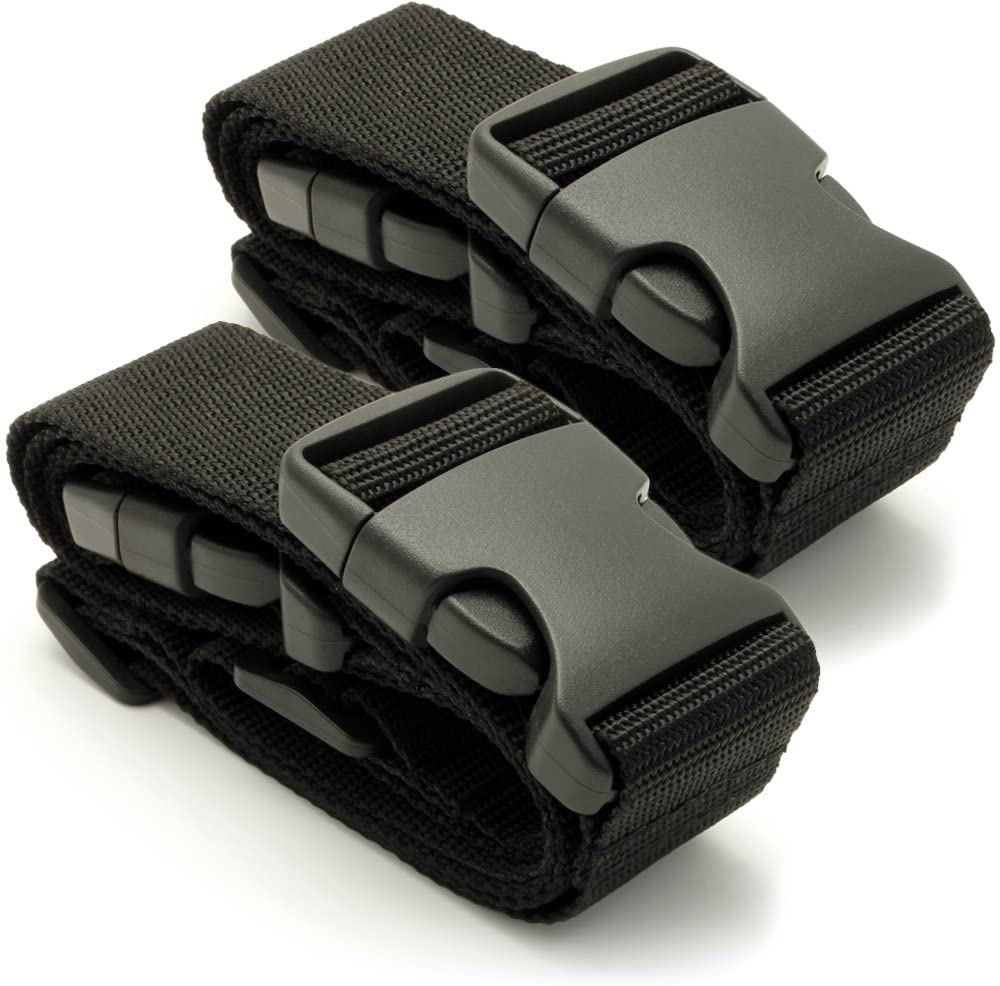 CampTeck U6745 Small Travel Luggage Straps Short Adjustable Connect Suitcase Belt Add On Attachment - Black, 1 Pair