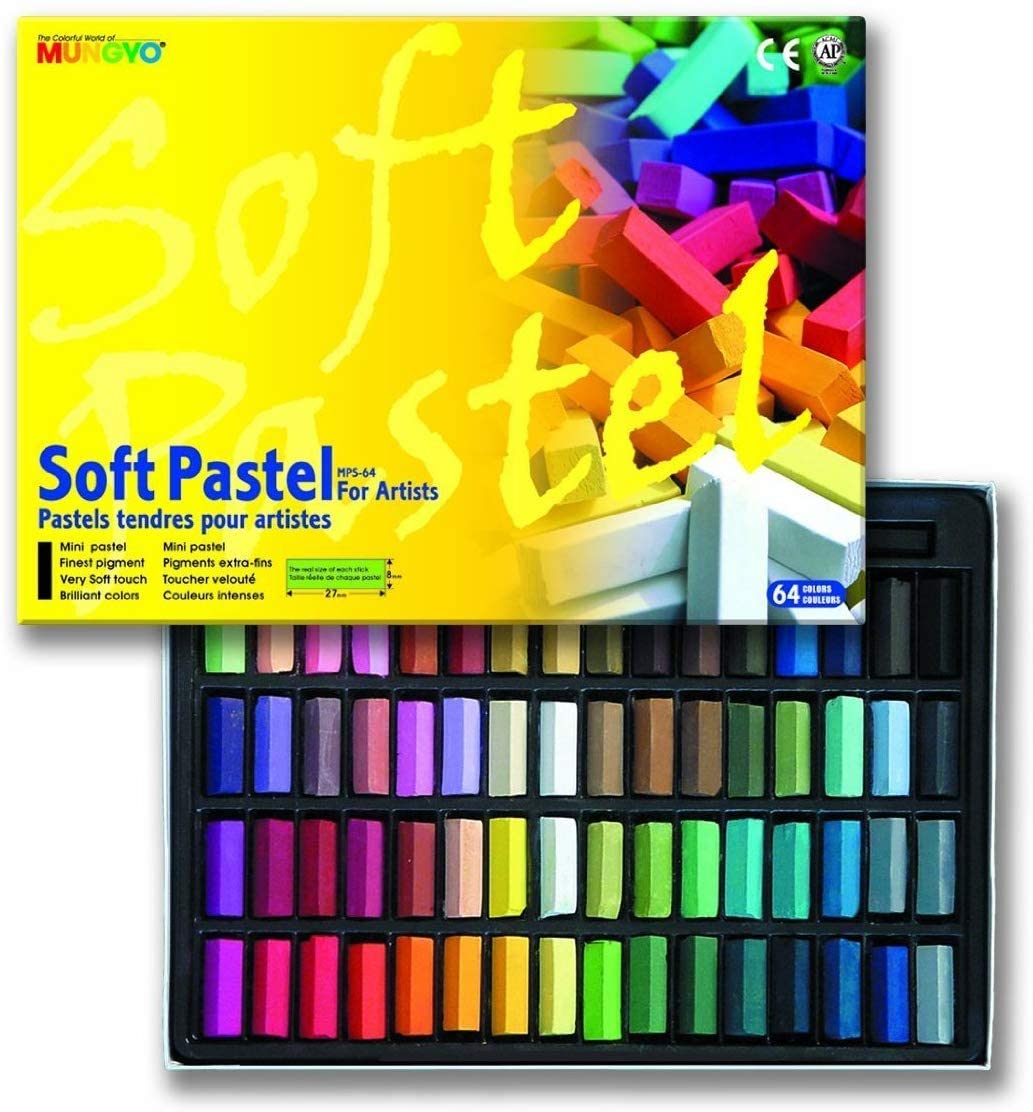 Mungyo Soft Pastel 64 Color Set Square Chalk, Multicolor, 64 count (Pack of 1)