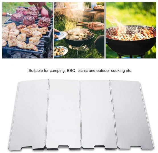 Zerodis 10pcs Foldable Burner Windshield Aluminum Alloy Folding Camp Stove Wind Screen for Outdoor Camping Picnic BBQ Cooking - Image 3