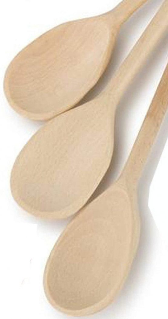 Set of 6 x 10" (250mm) Beechwood Wooden Spoon, Ideal for Baking, Decorating, Engraving, Spoon Puppets etc. - Image 2