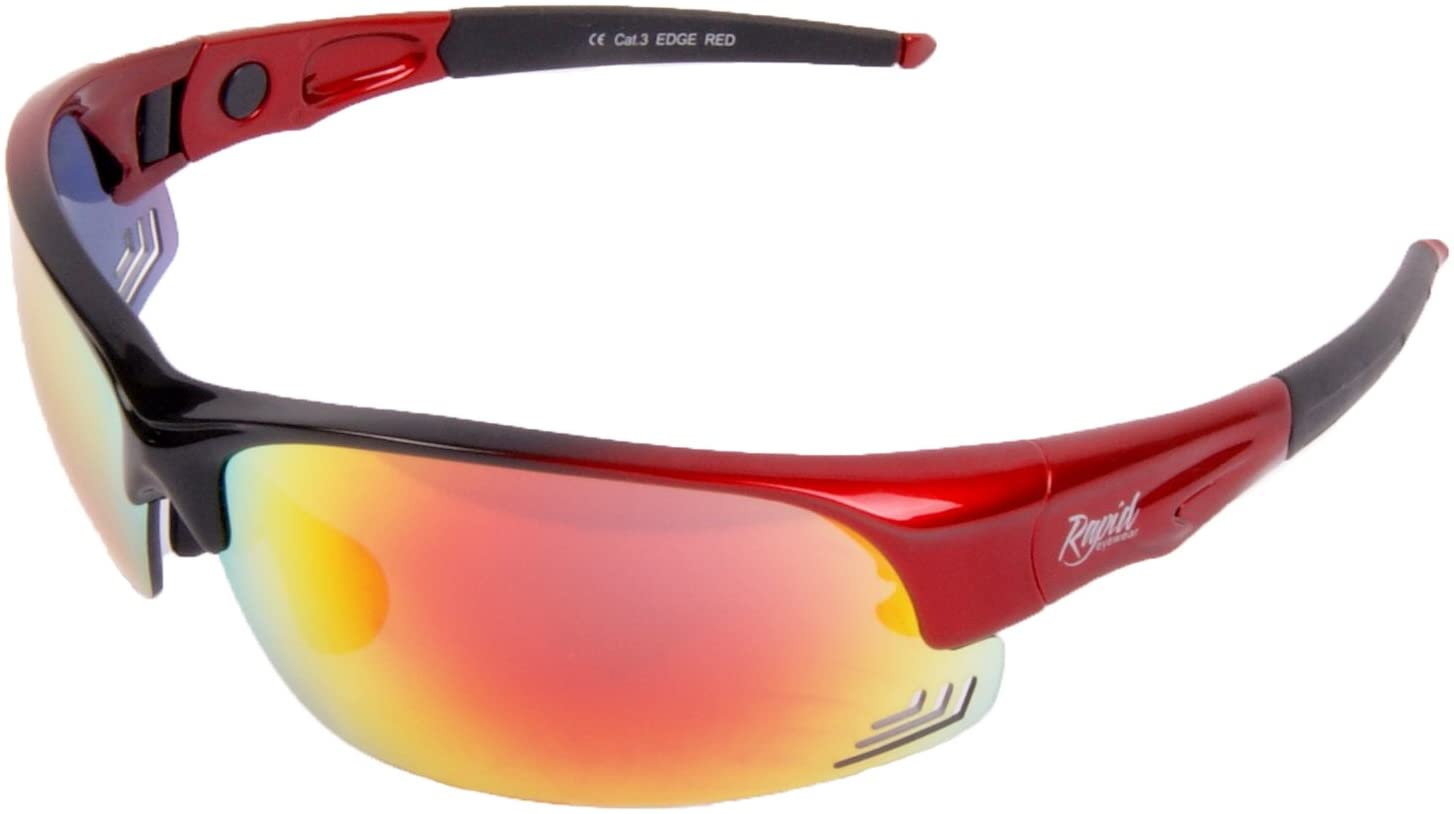 Rapid Eyewear Anti Fog Cycling & Running Sunglasses. Interchangeable Polarised & Low Light Lenses. Mens & Womens Sports Glasses. Adjustable Arms. Red - Image 2
