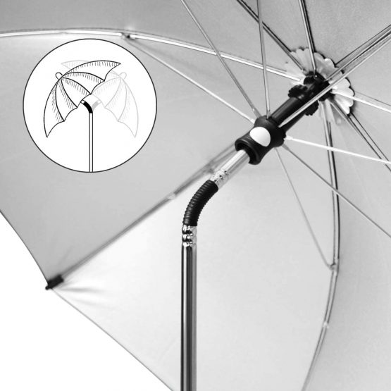 RIOGOO Baby Pram Umbrella Universal Parasol Umbrella 50+ UV Baby and Infant Sun Protection Umbrella with Umbrella Handle for Pram, Stroller, Pushchair and Buggy-Black - Image 2
