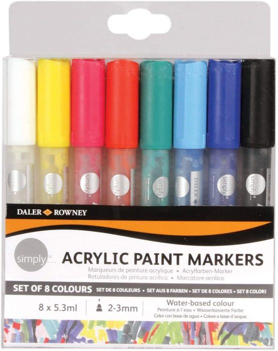 Daler Rowney - Simply Acrylic Paint Markers, 2 mm, Assorted Pack of 8 126300904