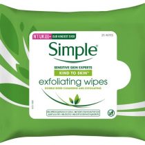 Simple Kind to Skin Exfoliating Facial Wipes 25 Pieces (Pack of 6, 150 Wipes total)