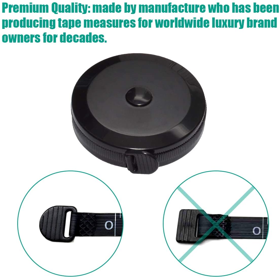 Tape Measure for Body Dual Sided Measuring Tape for Body Measurements Retractable Tape Tailor Clothing, Black - Image 2